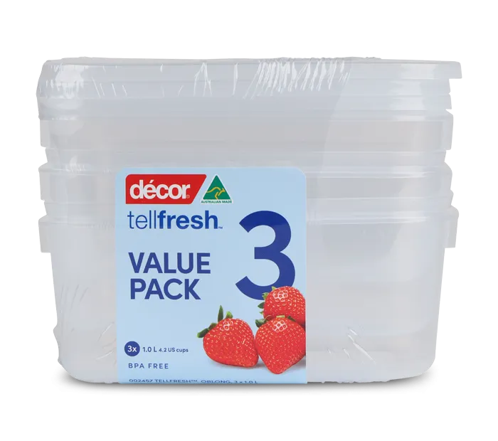 Food Container, Oblong, 1L, Set