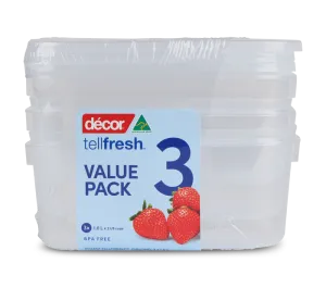 Food Container, Oblong, 1L, Set