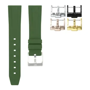 Forest Green - Quick Release Rubber Watch Strap For Longines Elegant Collection