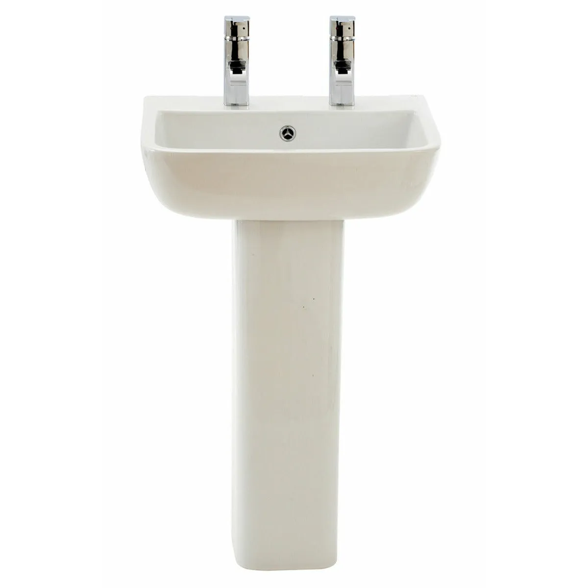 Frontline White Series 600 Full Pedestal Basin - 2 Tap Holes