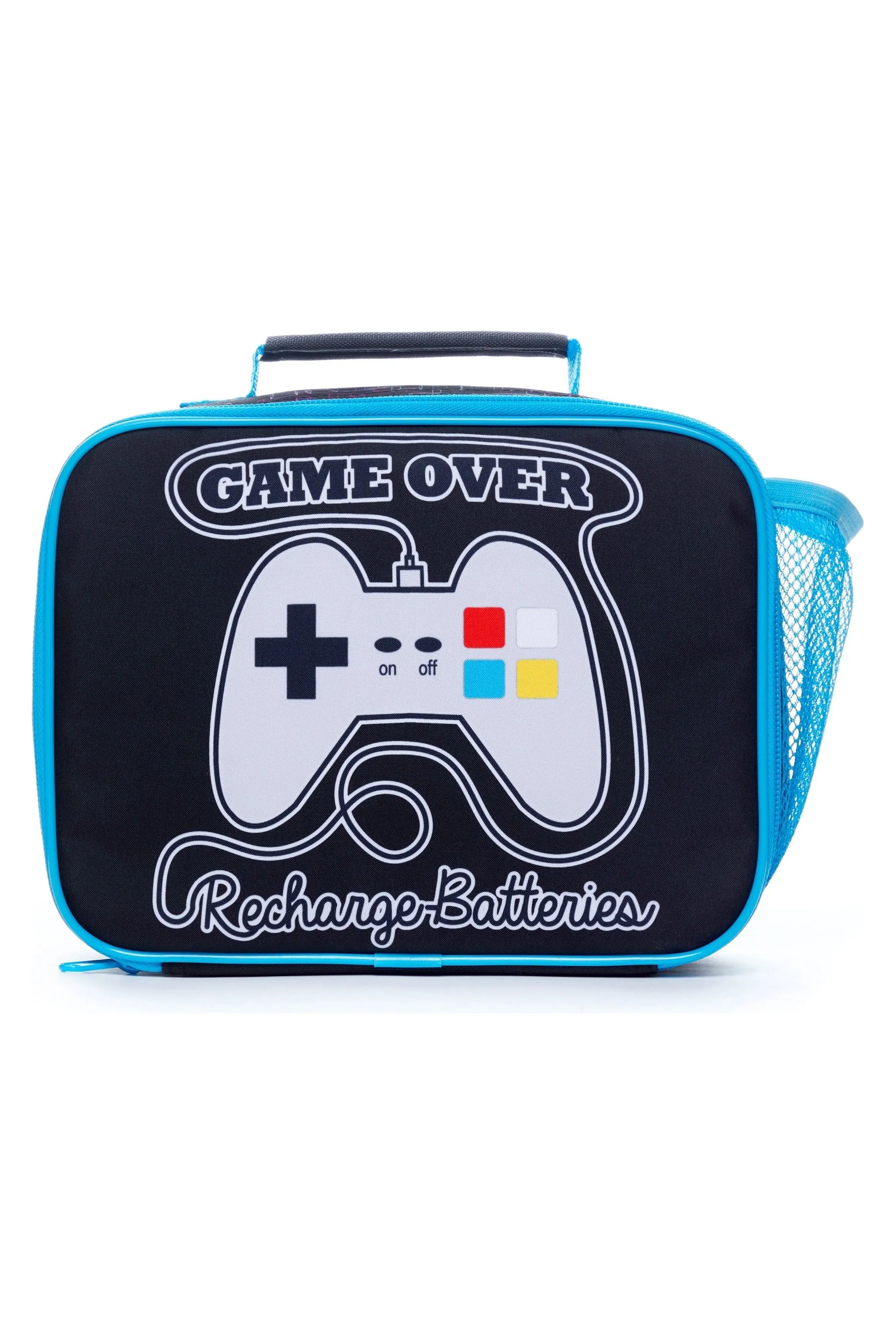 Game Over Recharge Batteries Lunchbox Bag, Kids Boys Gamer School Bag