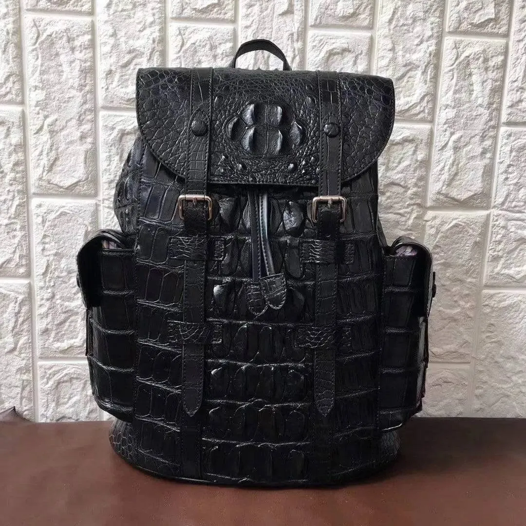 Genuine Crocodile  Bone Leather Backpack