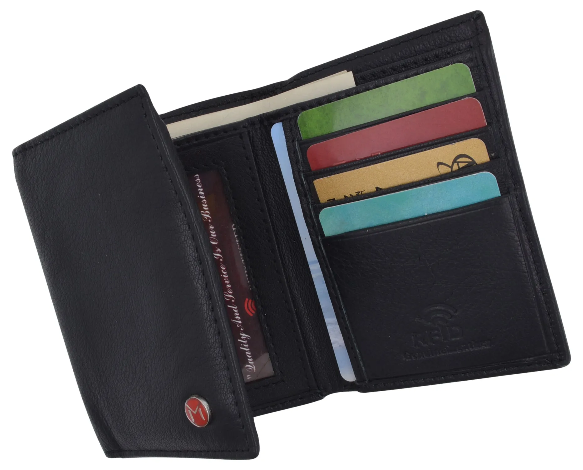 Genuine Leather Slim Trifold Wallet For Men With ID Window RFID Blocking USA