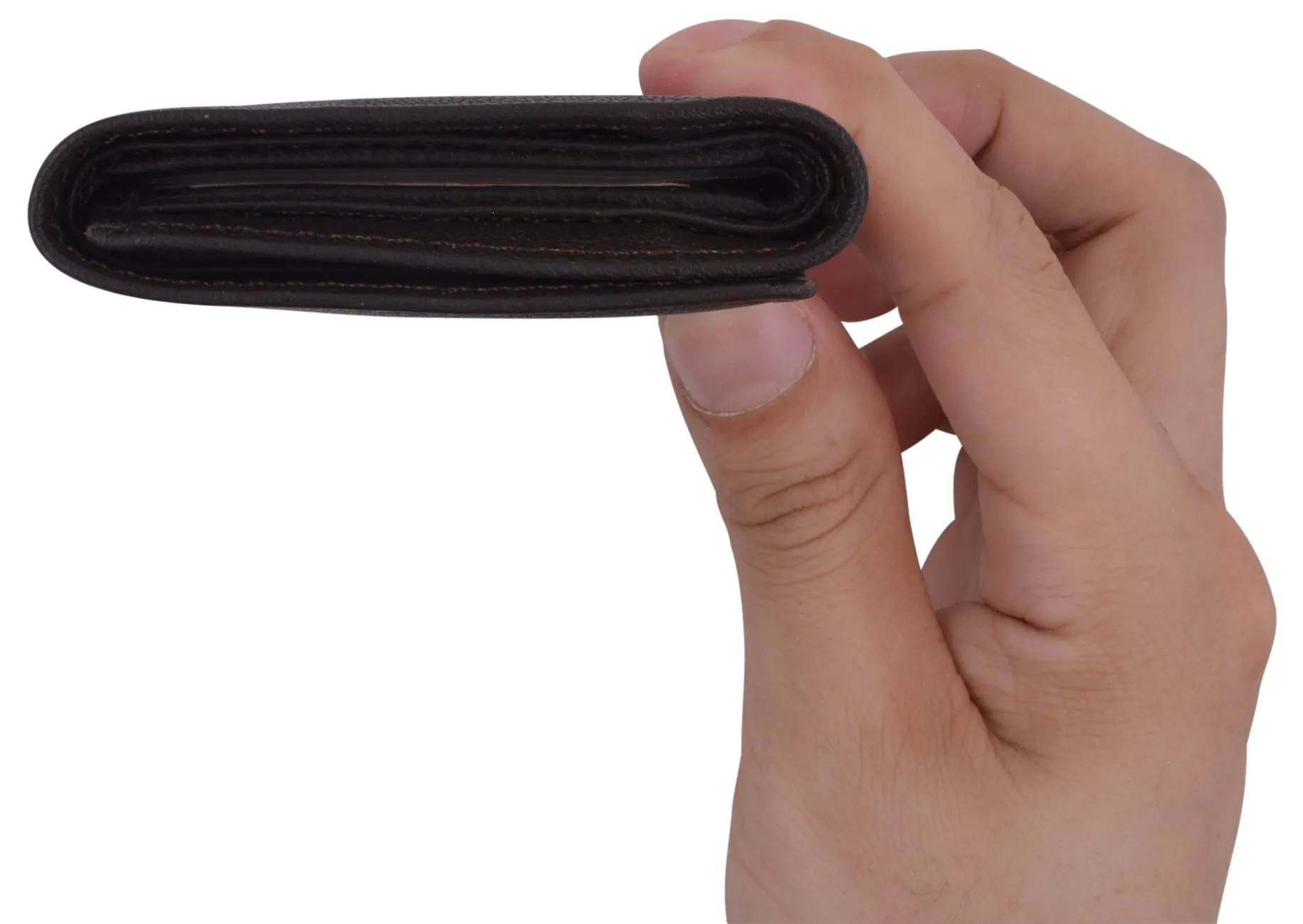Genuine Leather Slim Trifold Wallet For Men With ID Window RFID Blocking USA