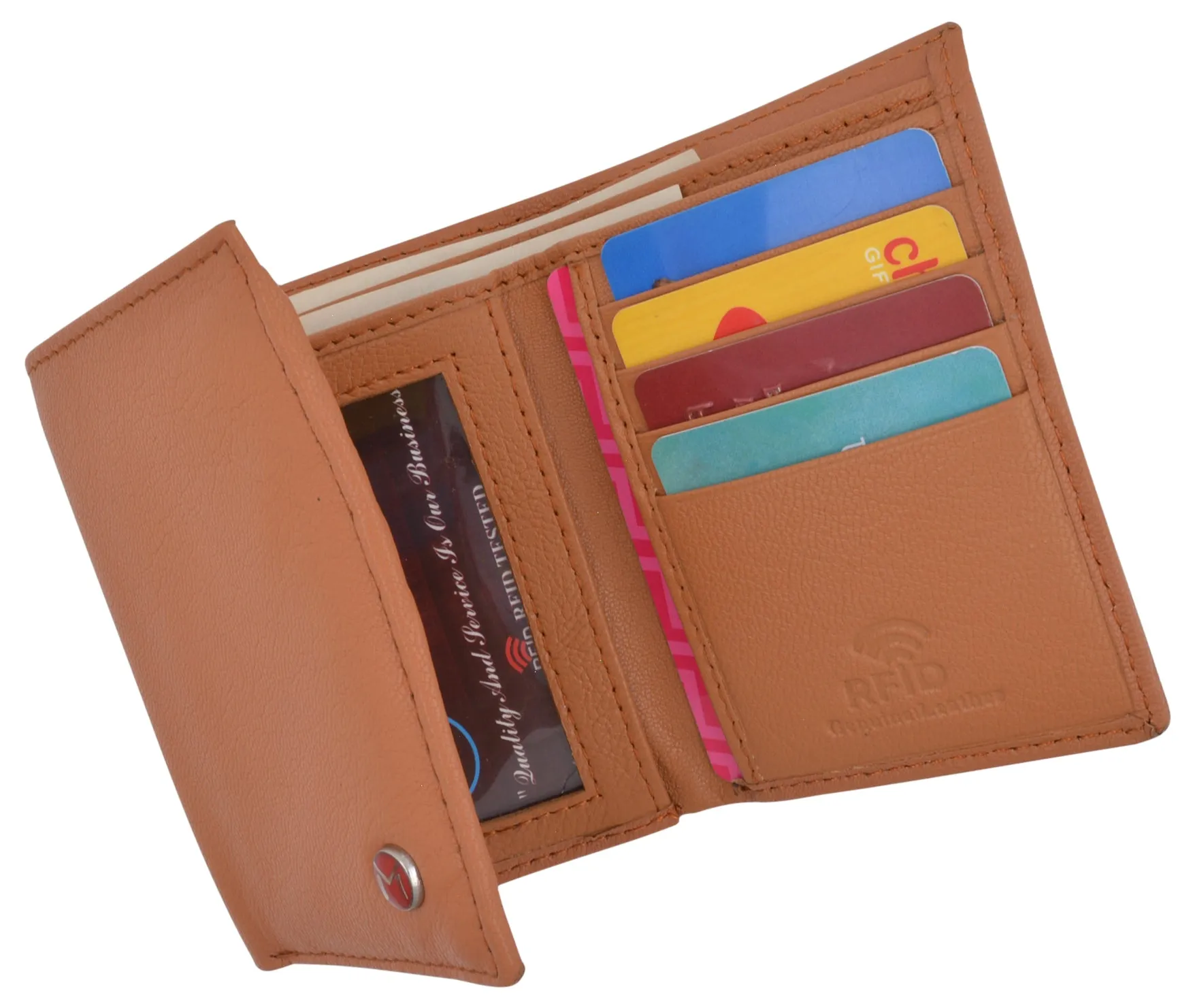Genuine Leather Slim Trifold Wallet For Men With ID Window RFID Blocking USA