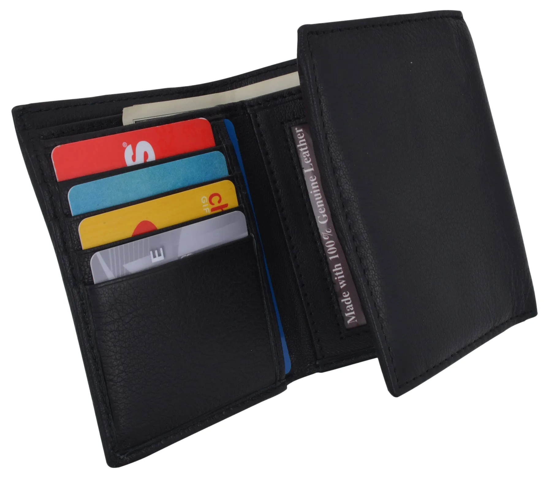 Genuine Leather Slim Trifold Wallet For Men With ID Window RFID Blocking USA
