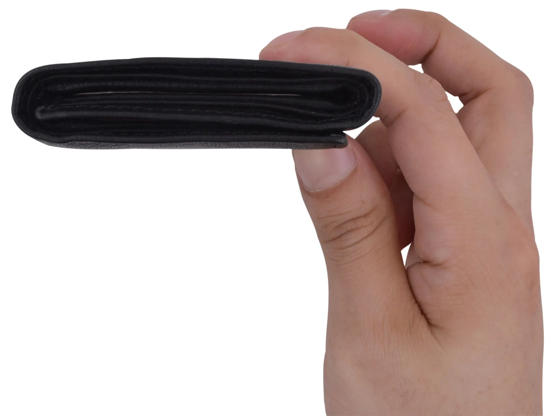 Genuine Leather Slim Trifold Wallet For Men With ID Window RFID Blocking USA