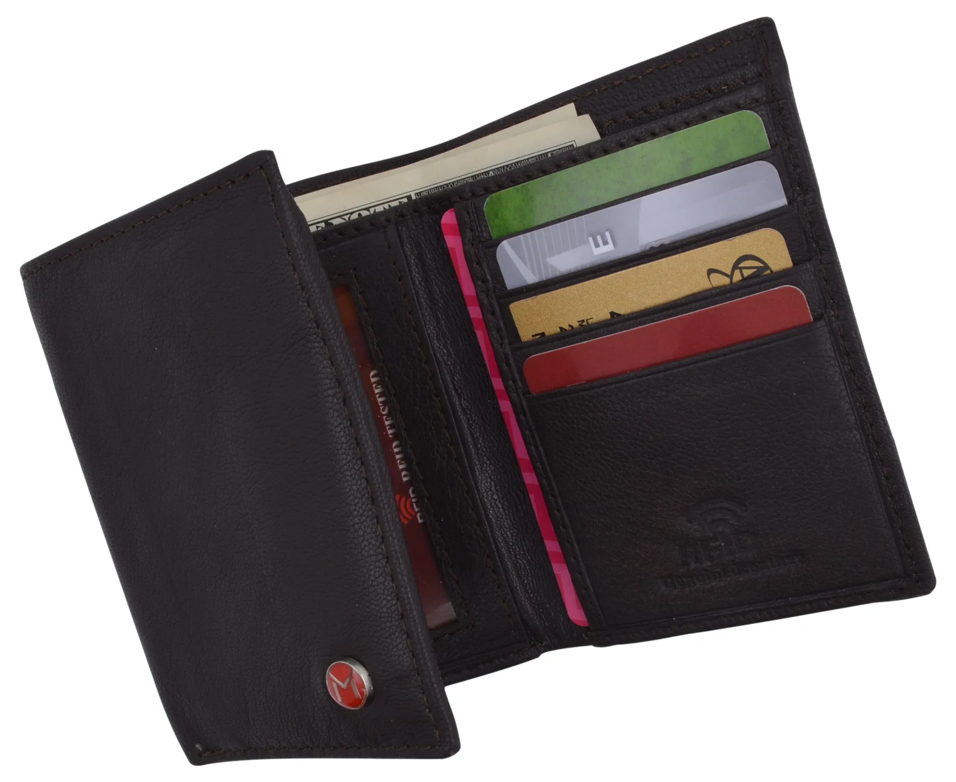 Genuine Leather Slim Trifold Wallet For Men With ID Window RFID Blocking USA