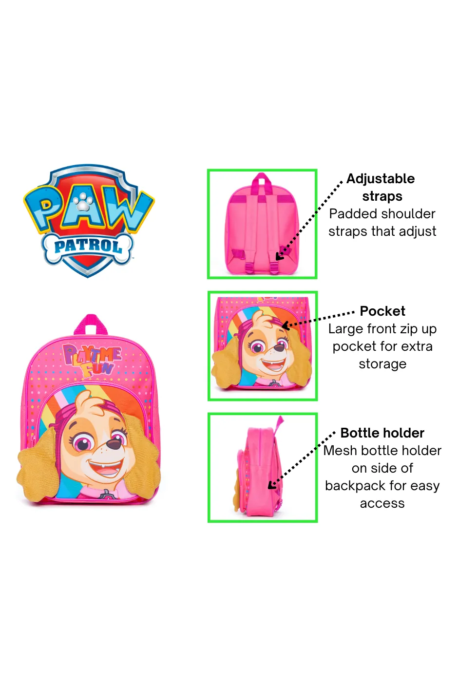 Girls Paw Patrol Skye Pink  Backpack Nursery School Rucksack