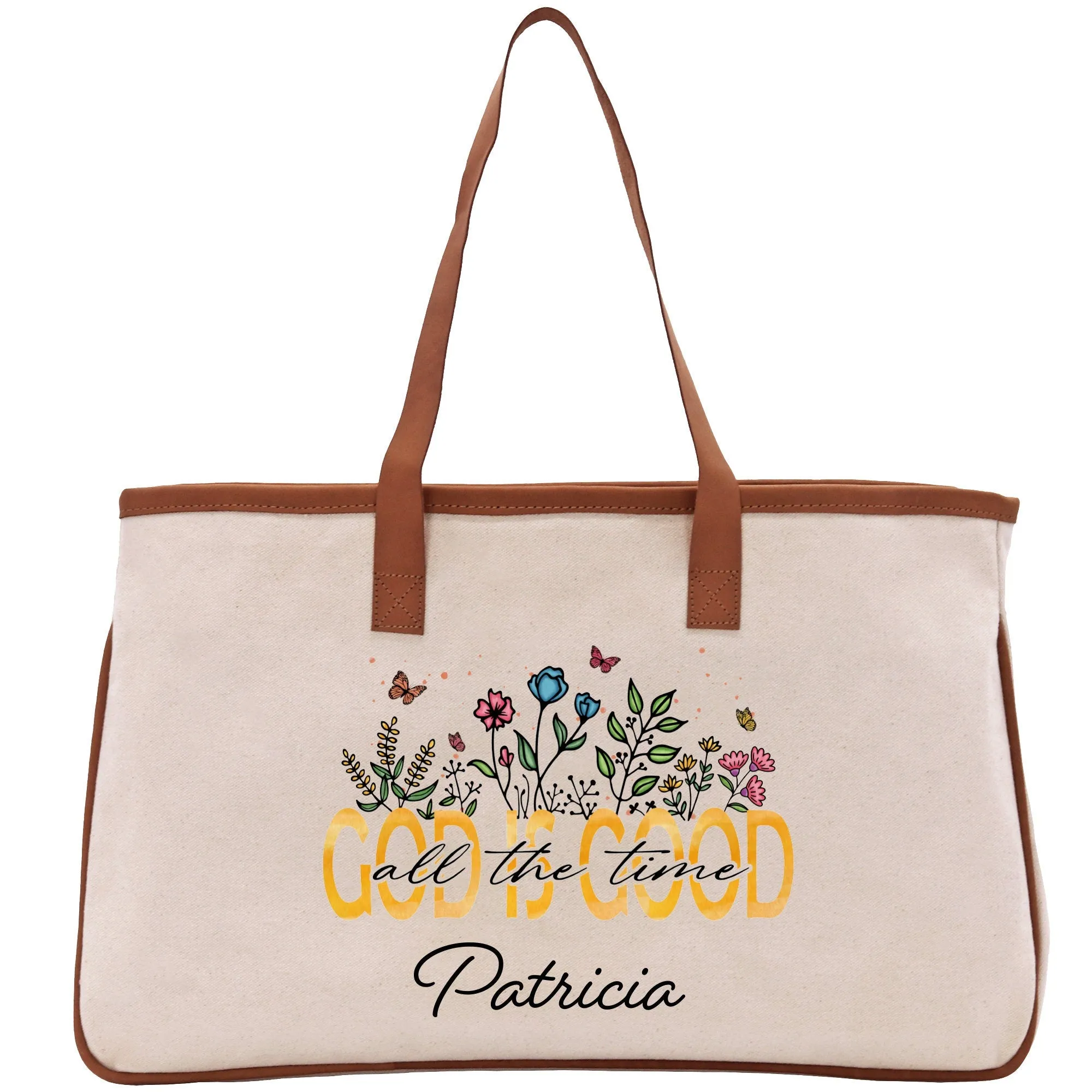 God Is Good Personalized Name Religious Cotton Canvas Tote Bag For Women Custom Religious Gifts Church Tote Bag
