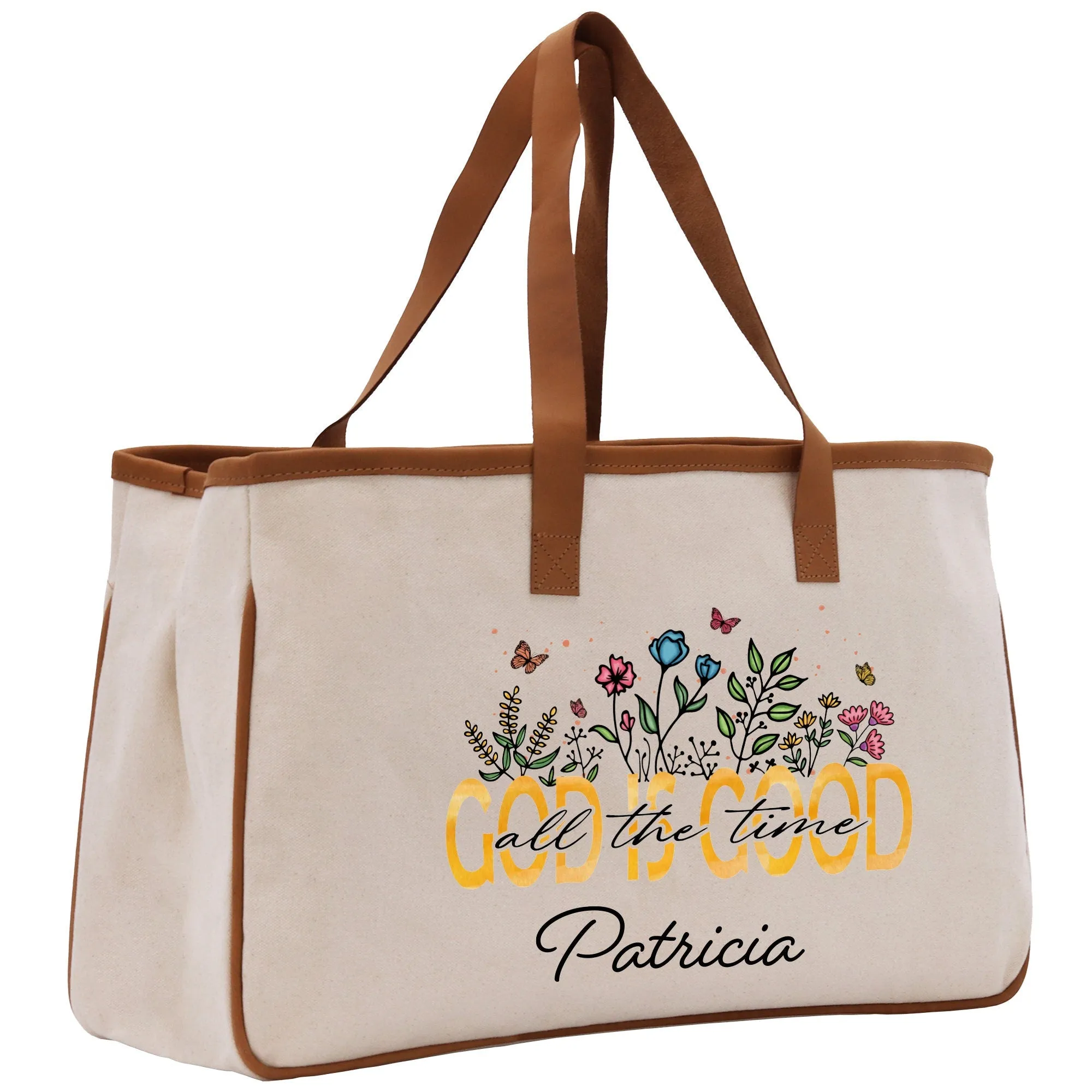 God Is Good Personalized Name Religious Cotton Canvas Tote Bag For Women Custom Religious Gifts Church Tote Bag