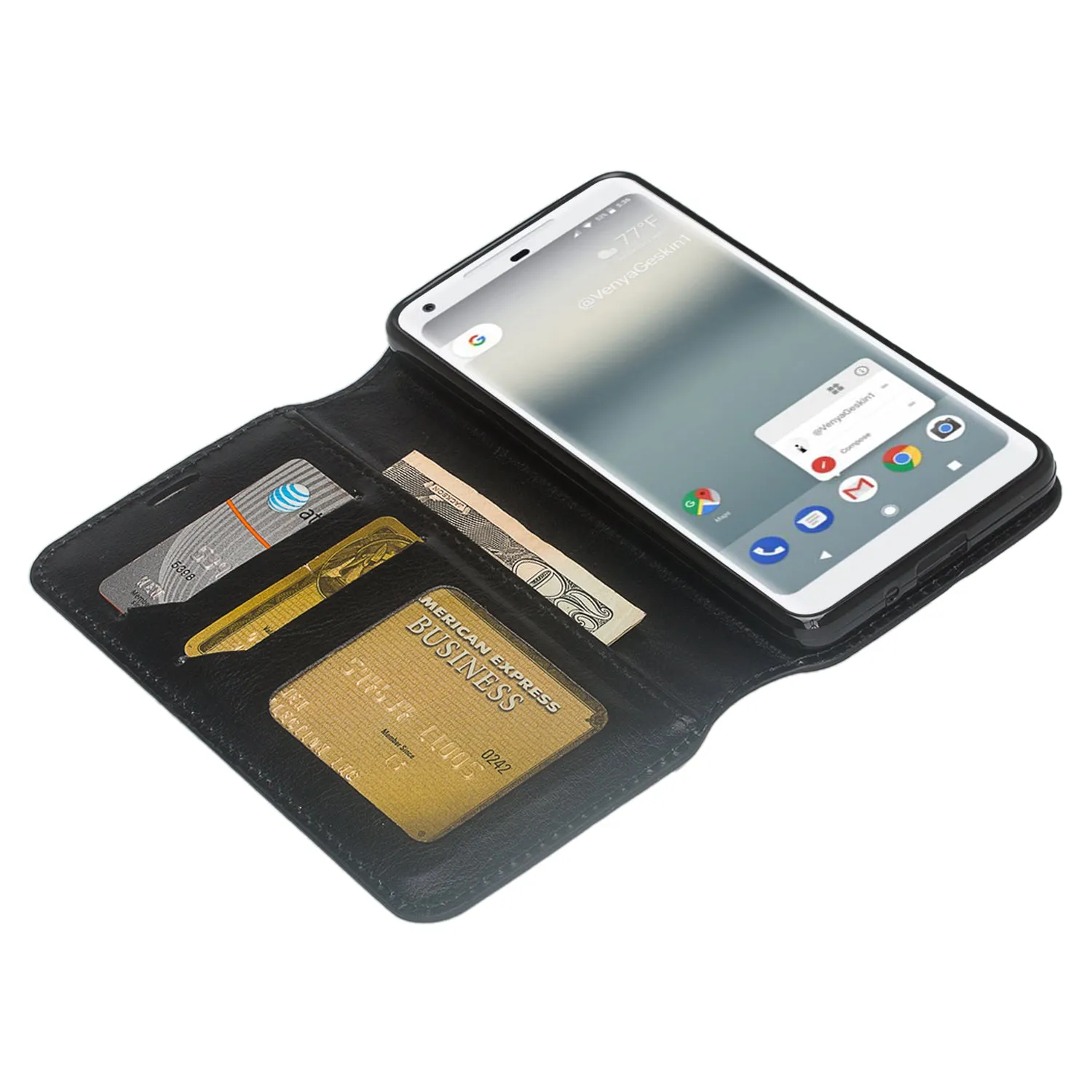 Google Pixel 2 Case, Pixel 2 Wallet Case, Slim Flip Folio [Kickstand] Pu Leather Wallet Case with ID & Card Slots & Pocket - Black