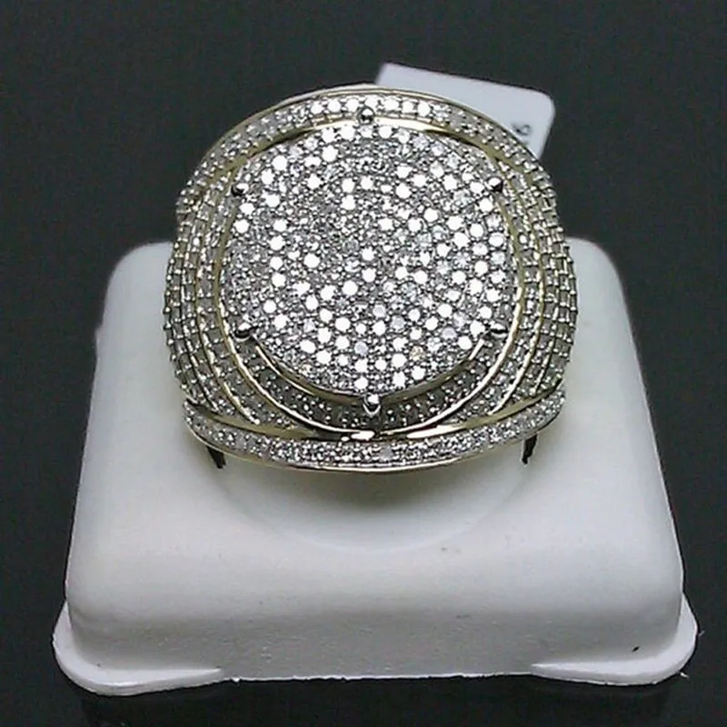 Gorgeous Insert Male Engagement Ring Yellow Gold Color Big Rings For Men