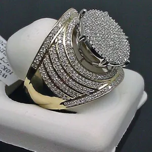 Gorgeous Insert Male Engagement Ring Yellow Gold Color Big Rings For Men