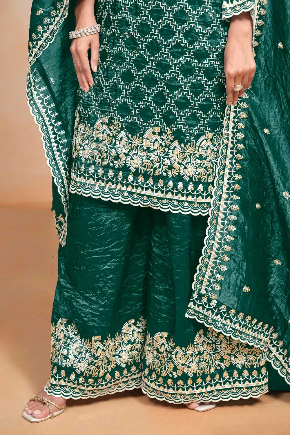 Gorgeous Palazzo Suit For Festival In Teal Color