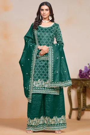 Gorgeous Palazzo Suit For Festival In Teal Color