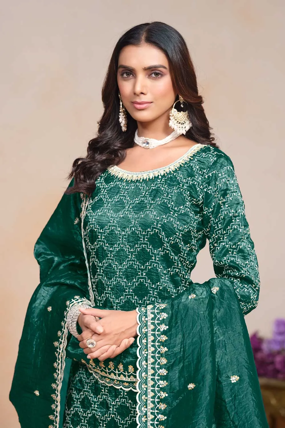 Gorgeous Palazzo Suit For Festival In Teal Color