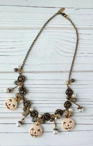 Halloween Bride Pumpkin Charm Necklace