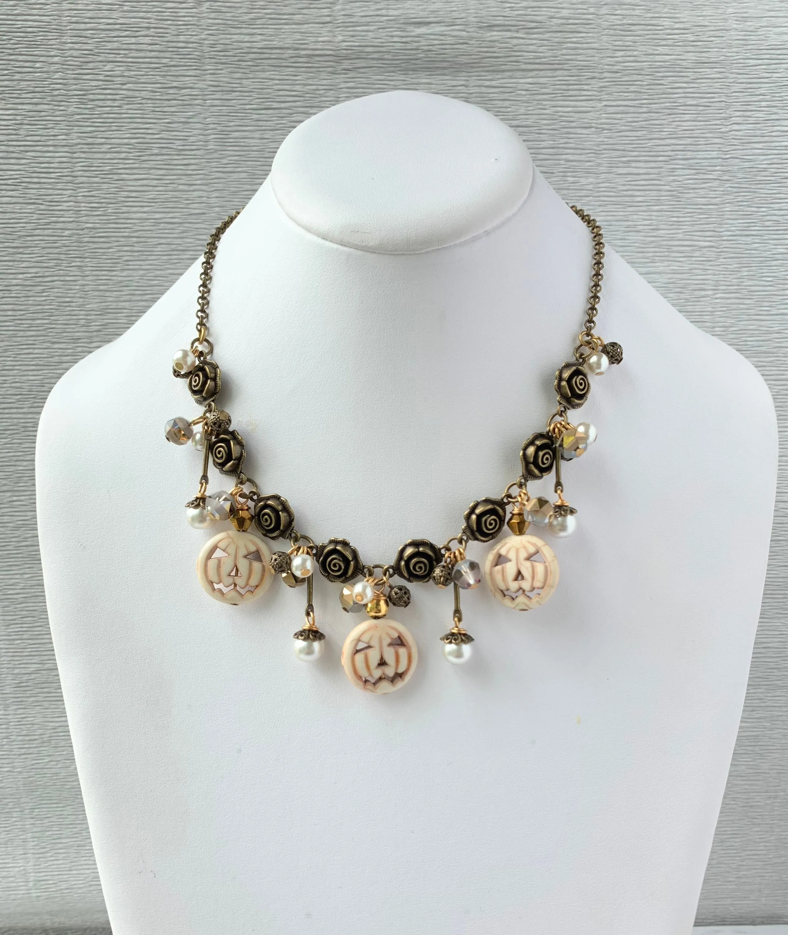 Halloween Bride Pumpkin Charm Necklace