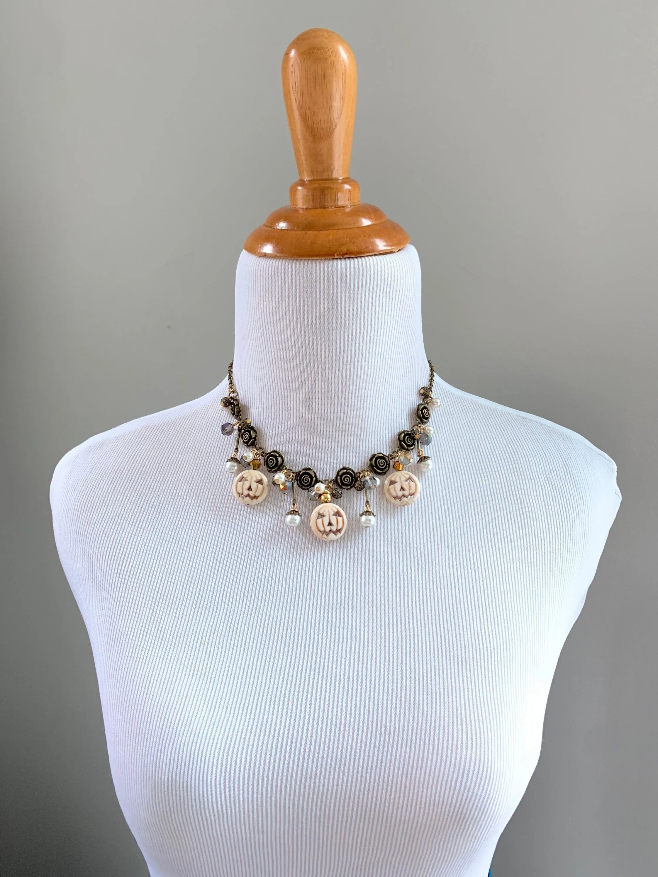 Halloween Bride Pumpkin Charm Necklace