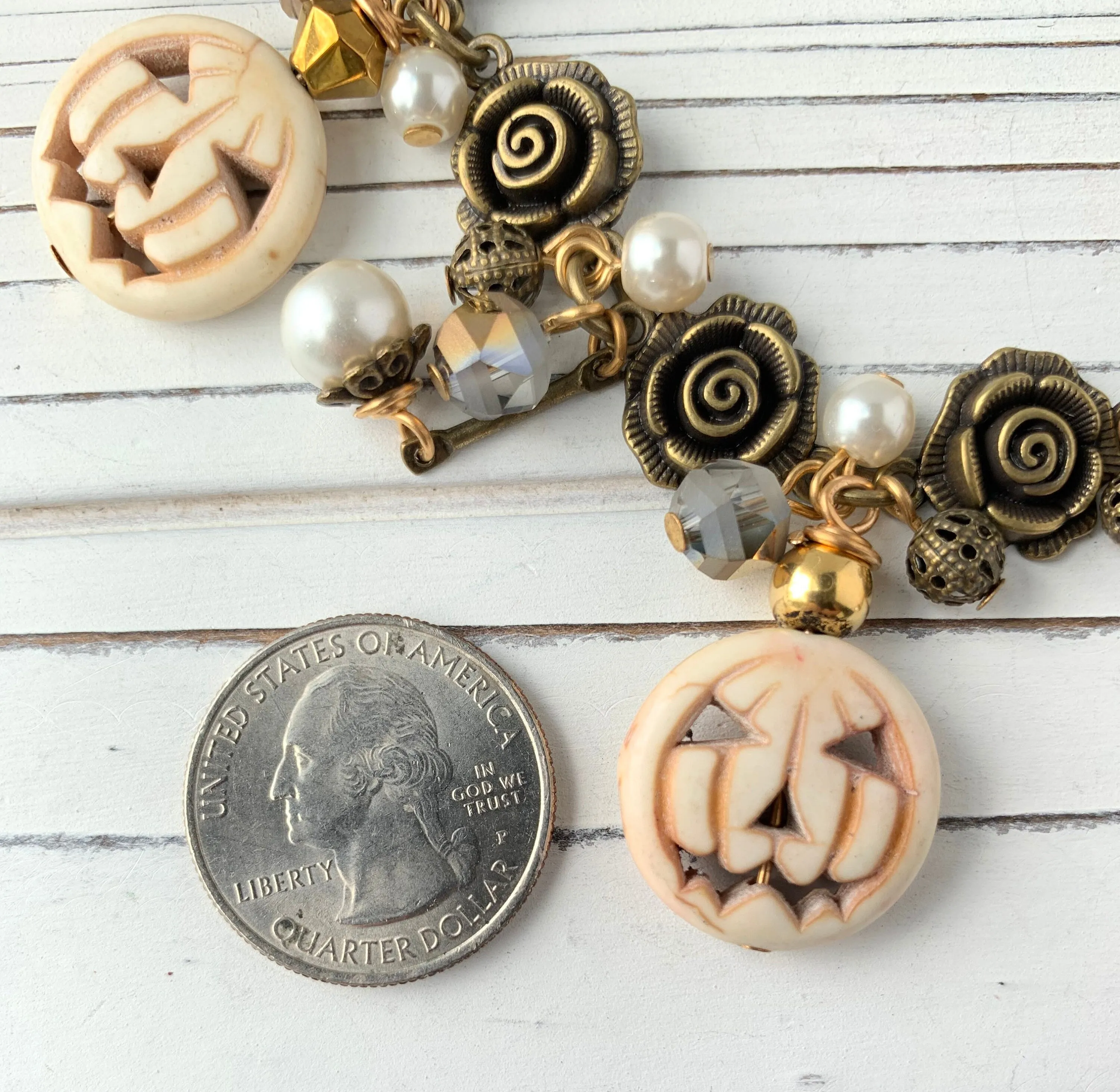 Halloween Bride Pumpkin Charm Necklace