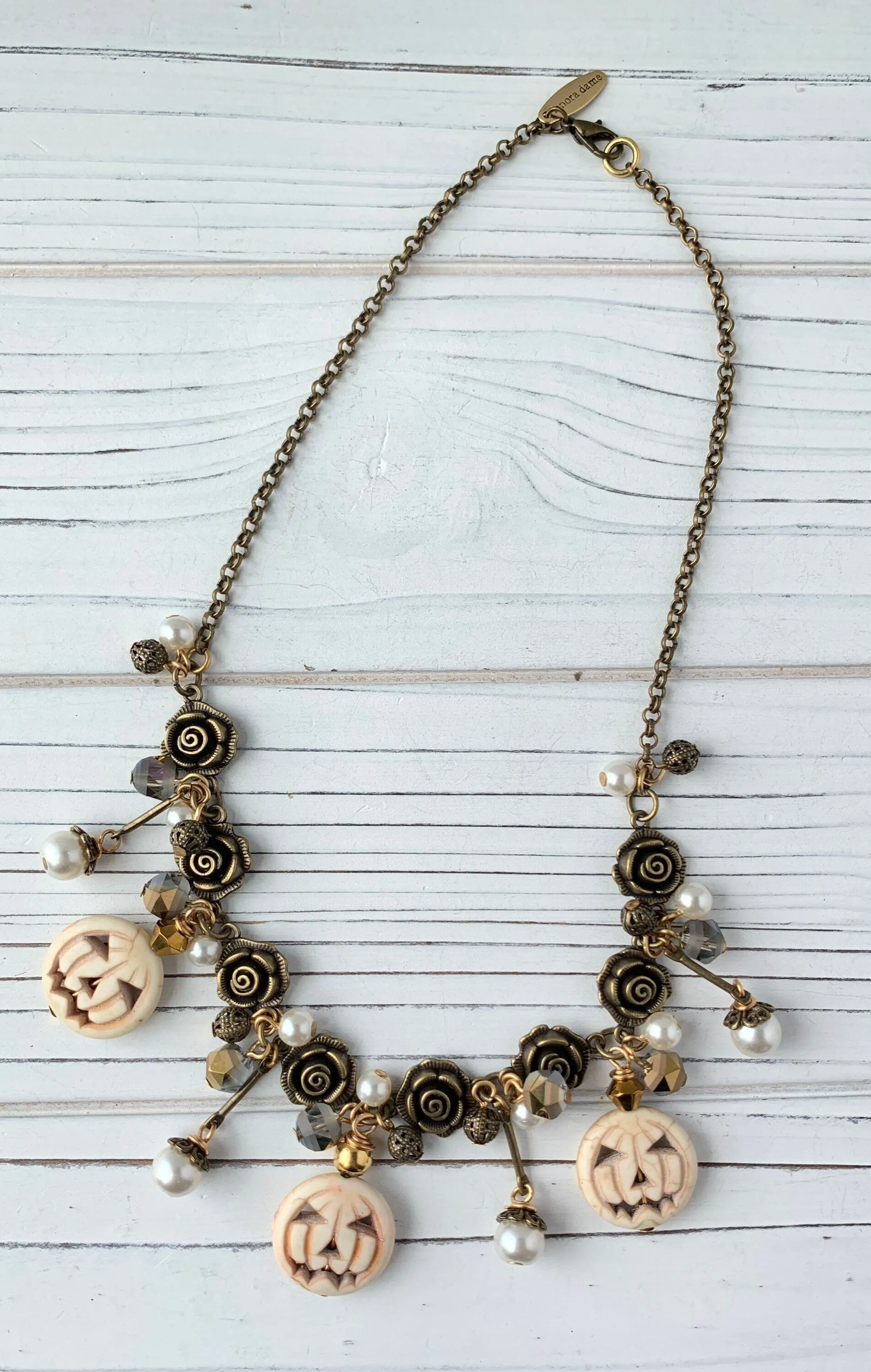 Halloween Bride Pumpkin Charm Necklace
