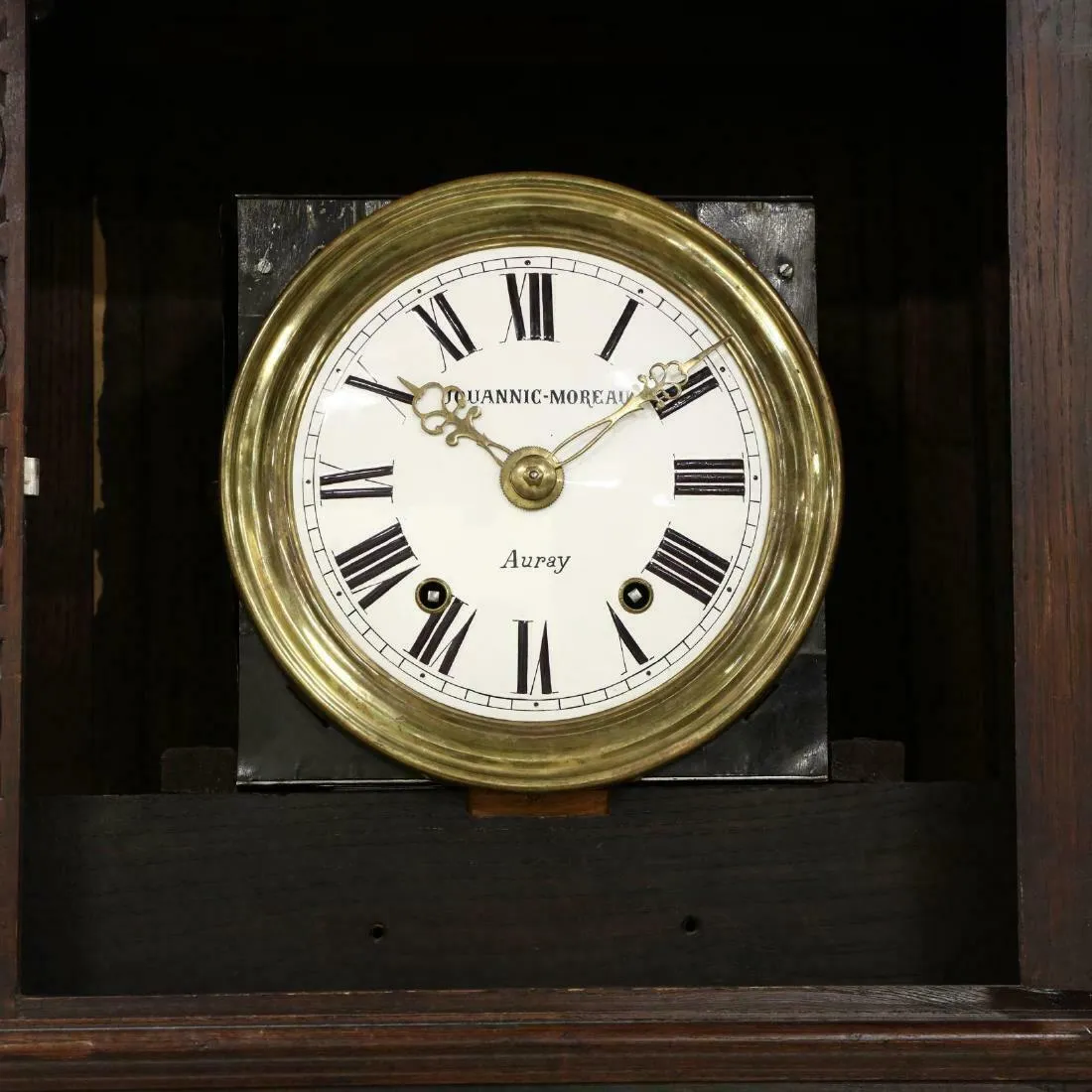 Handsome Antique Brittany Carved Oak Tall Case Clock, 19th Century!!