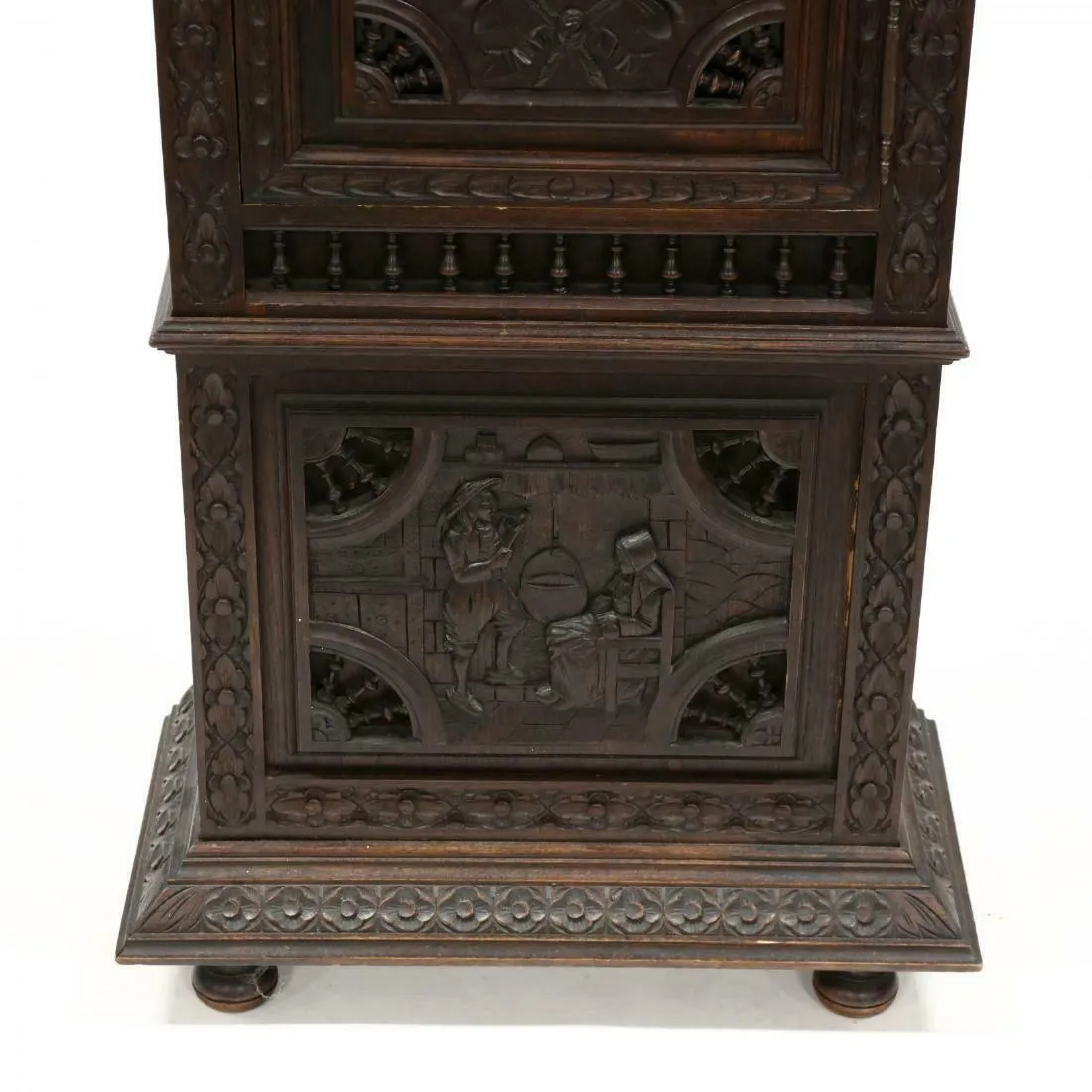 Handsome Antique Brittany Carved Oak Tall Case Clock, 19th Century!!