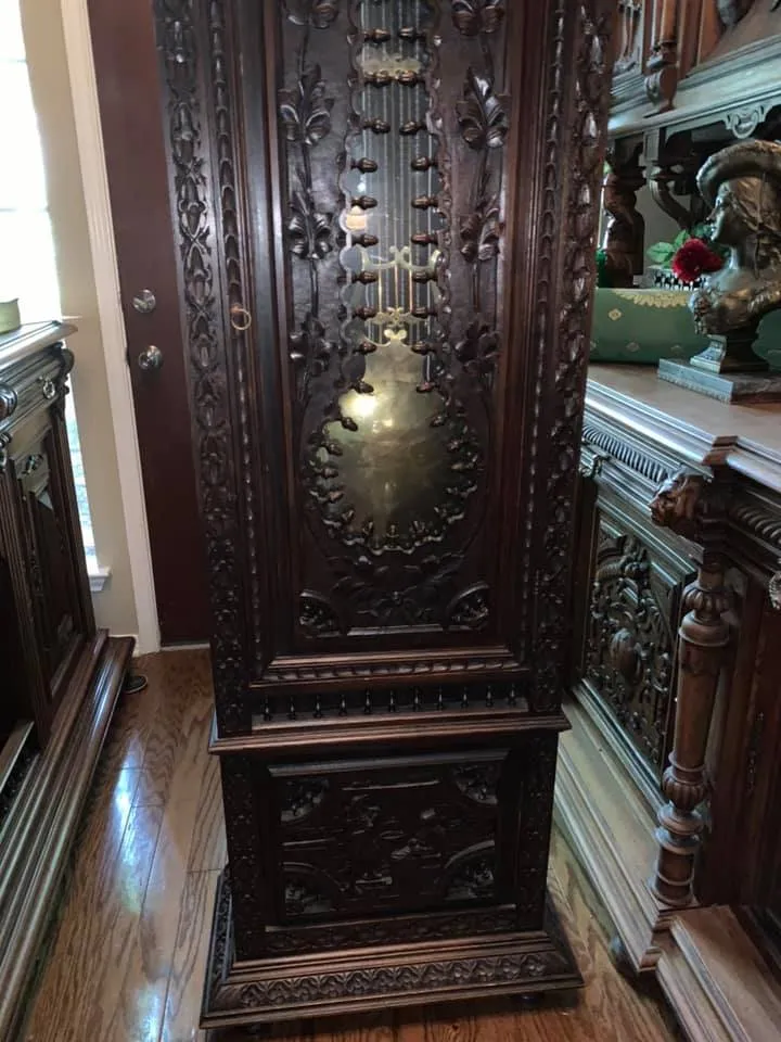 Handsome Antique Brittany Carved Oak Tall Case Clock, 19th Century!!