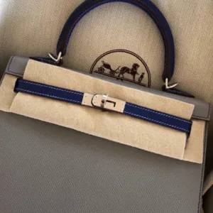 Hermès Kelly HSS 25 Gris Mouette/Bleu Electrique Sellier Epsom Palladium Hardware PHW