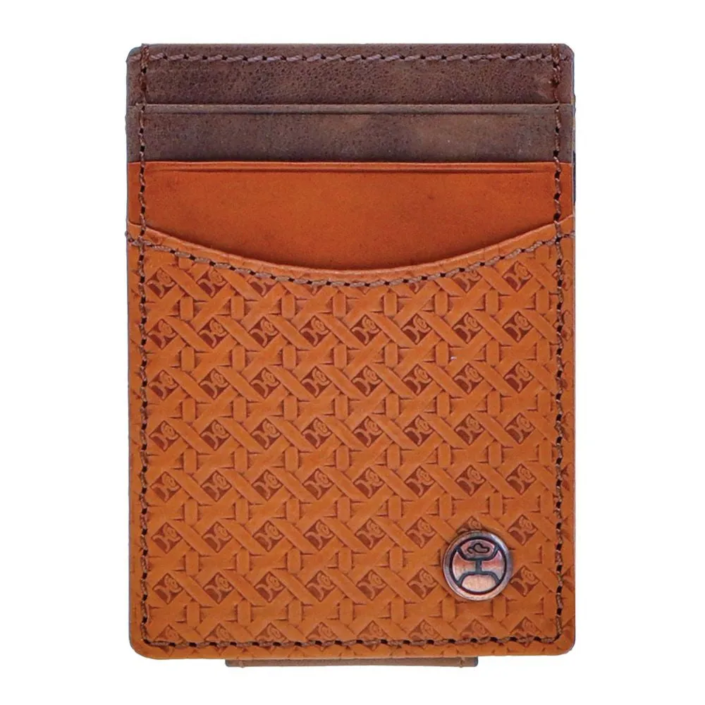 Hooey Basketweave Money Clip w/ Chocolate Brown Accent Pockets HMC002-TN