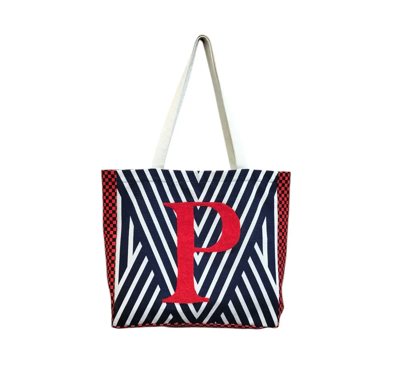 House of Omaya Printed Customizable Embroidery Name Initial Canvas Tote bag 34x36 cm. Personalized tote bag Name Initial tote bag