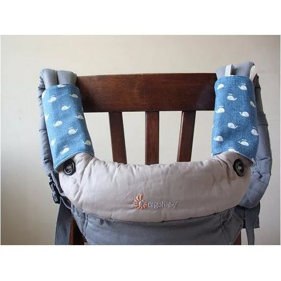 Jinglebib Drool Pad - White Whales on Denim Print