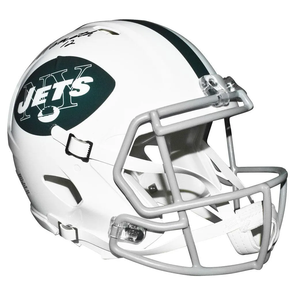 Joe Namath Signed And Inscribed Number 12 Inscription Helmet Authentic Jets Full Size Speed Helmet (JSA Witnessed)