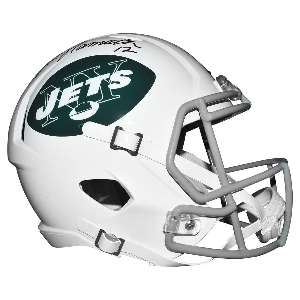 Joe Namath Signed And Inscribed Number 12 Inscription Helmet Jets Speed Rep Full-Size Helmet (JSA Witnessed)