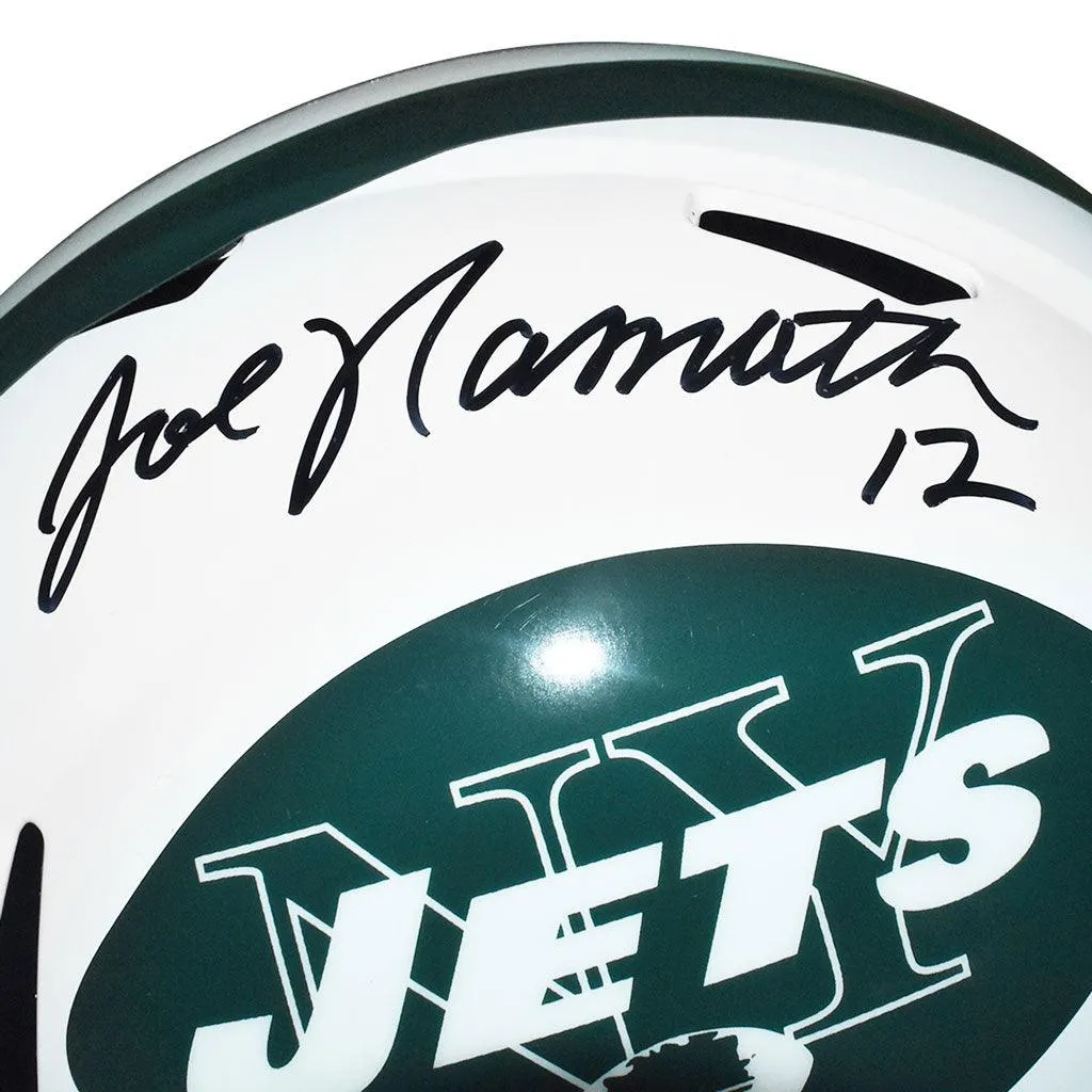 Joe Namath Signed And Inscribed Number 12 Inscription Helmet Jets Speed Rep Full-Size Helmet (JSA Witnessed)