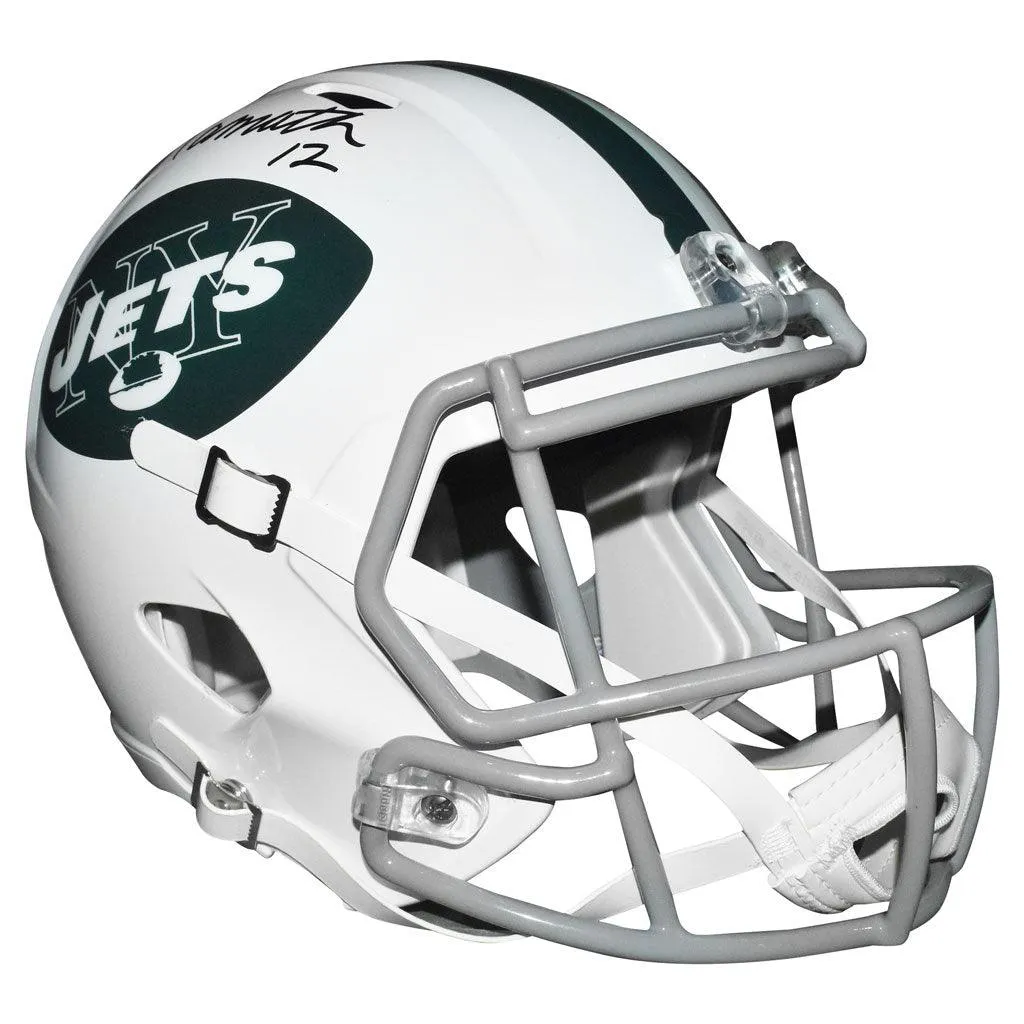 Joe Namath Signed And Inscribed Number 12 Inscription Helmet Jets Speed Rep Full-Size Helmet (JSA Witnessed)
