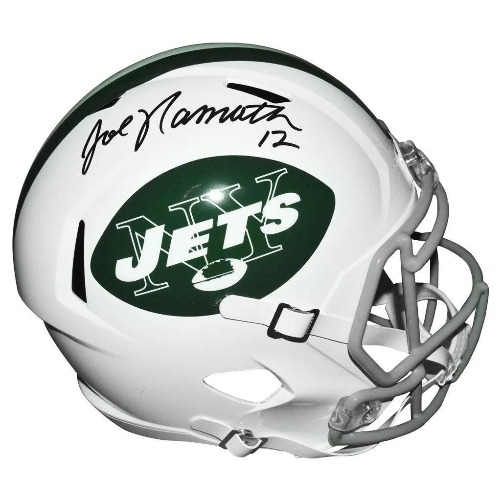 Joe Namath Signed And Inscribed Number 12 Inscription Helmet Jets Speed Rep Full-Size Helmet (JSA Witnessed)