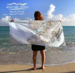 Kachemak Bay, AK Antique Map Quick Dry Towel
