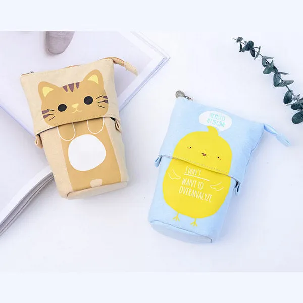 Kawaii Animal Stand-Up Foldable Pencil Case