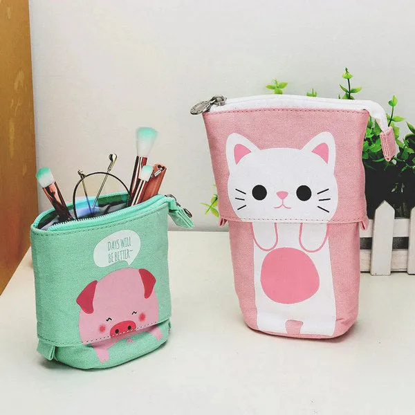 Kawaii Animal Stand-Up Foldable Pencil Case