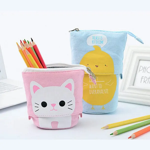 Kawaii Animal Stand-Up Foldable Pencil Case