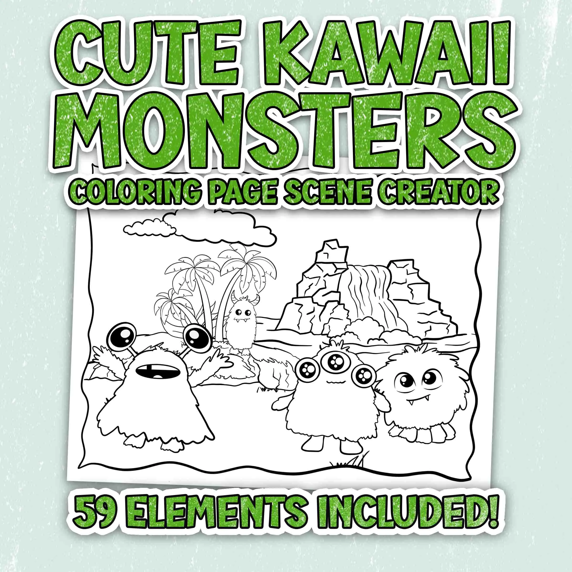 Kawaii Cute Monsters - Coloring Page Scene Creator