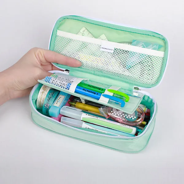 KOKUYO Pastel Zippered Large Foldable Pencil Case