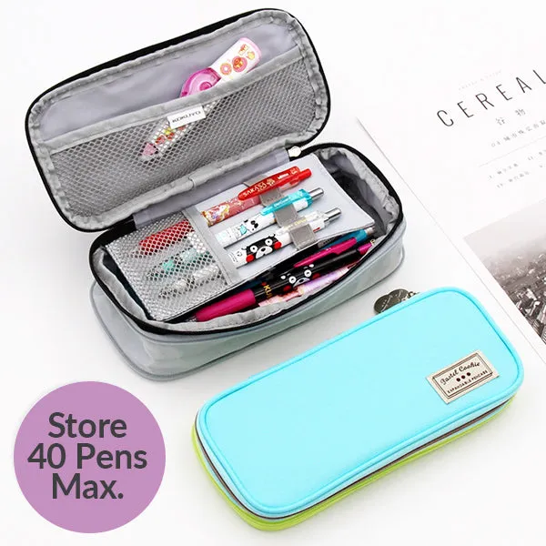 KOKUYO Pastel Zippered Large Foldable Pencil Case