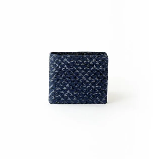 Koshu Inden Japanese Deerskin Leather with Urushi (Japanese Lacquer) Fold Wallet - Scale Pattern / Iron Blue - ,  Made in Japan,  Japanese Leather Wallet