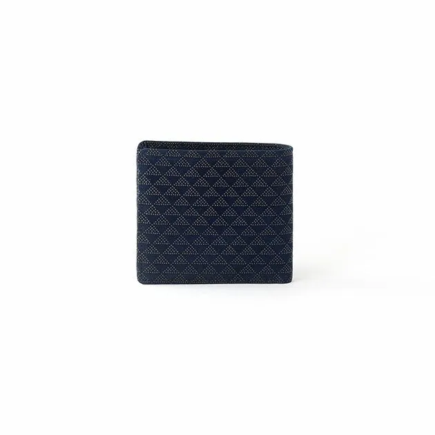 Koshu Inden Japanese Deerskin Leather with Urushi (Japanese Lacquer) Fold Wallet - Scale Pattern / Iron Blue - ,  Made in Japan,  Japanese Leather Wallet