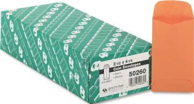 Kraft Coin & Small Parts Envelope Side Seam #3 Light Brown 500/Box