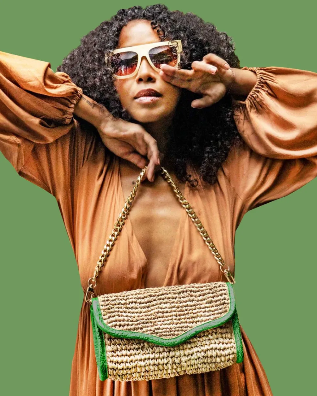 LADY RAFFIA SHOULDER BAG | BRIGHT GREEN