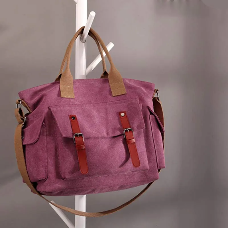 Large Capacity Women Canvas Tote Casual Crossbody Shoulder Handbags Messenger Bag